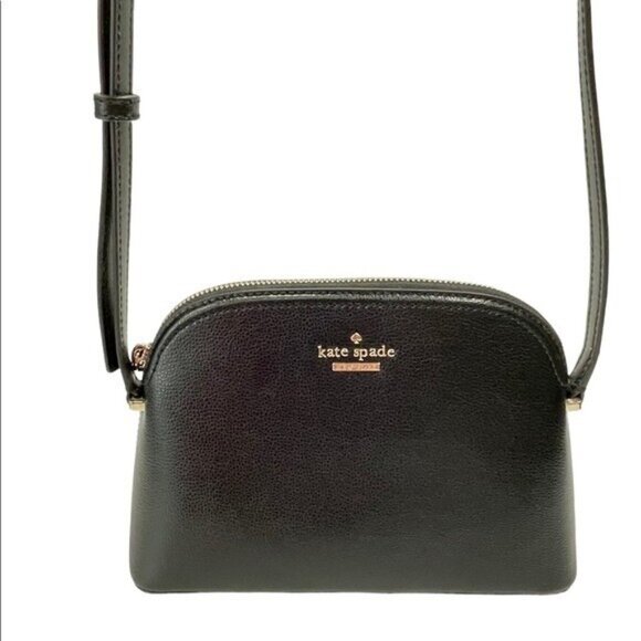 Kate Spade Crossbody Bag Peggy Patterson Drive Black Leather Strap Logo - Picture 1 of 13